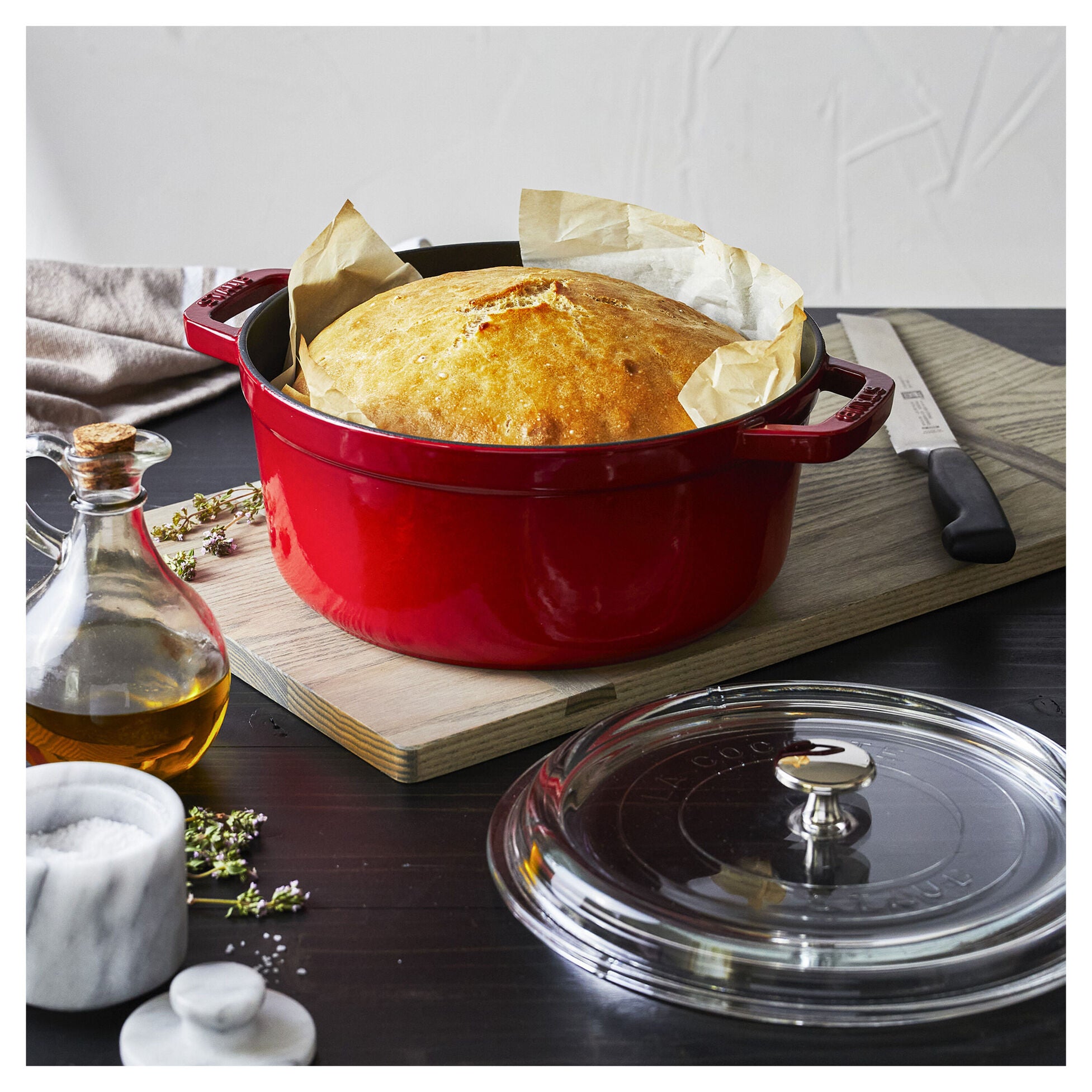 Staub La Cocotte 24 cm Cherry gusana šerpa sa poklopcem