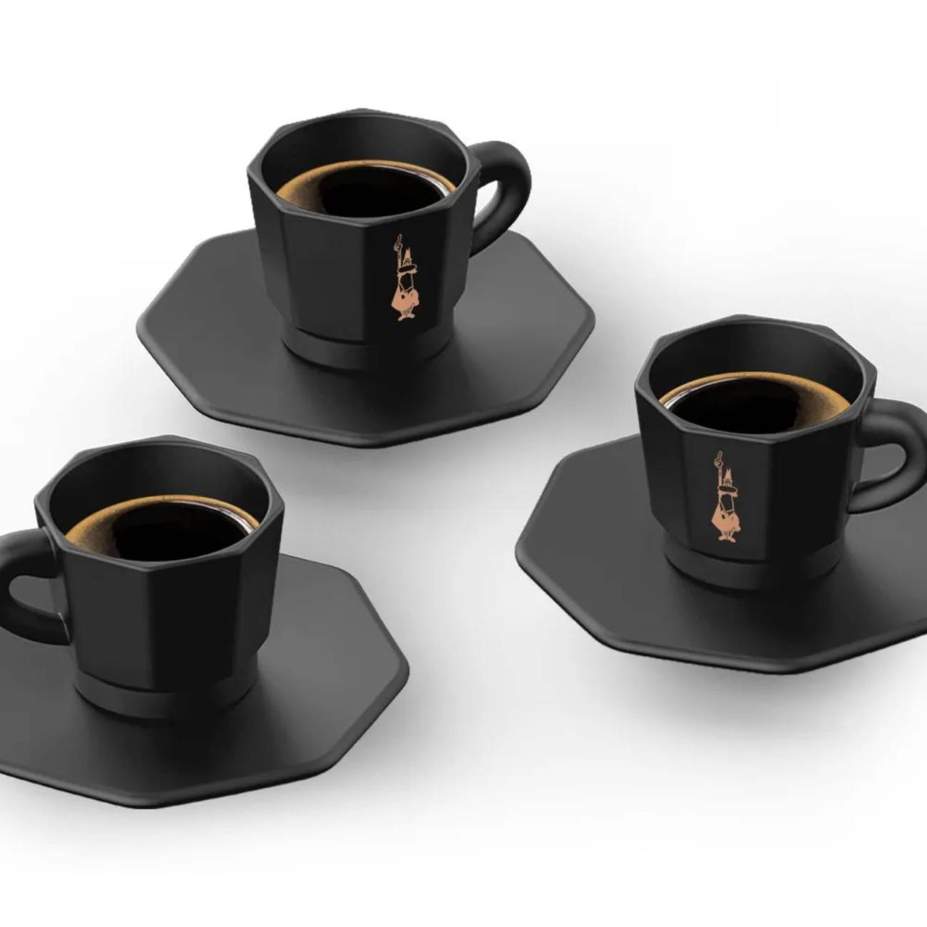 Bialetti Perfetto Moka black set 4 espresso šoljice